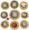 Golden anniversary labels,50 years Royalty Free Stock Photo