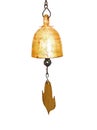 Golden antique bell on a string against white Royalty Free Stock Photo