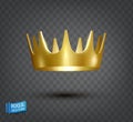 Golden antique Crown . Realistic vector object isolated on gray background. Element for design Royalty Free Stock Photo