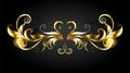 Golden antique frame scroll on black background Royalty Free Stock Photo