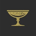 Golden antique goblet vessel decorative grunge texture design vector illustration