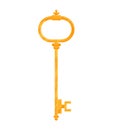 Golden antique key with ornamental handle, isolated on white. Elegant vintage key for unlocking treasures vector Royalty Free Stock Photo