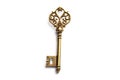 Golden Antique Skeleton Key on Transparent Background, AI