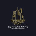 Golden apartment logo design,outline building logo with gold color, can be used as symbols, brand identity, company logo, icons, Royalty Free Stock Photo
