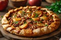 Golden Apple Tart with Cinnamon and Pecans. Royalty Free Stock Photo