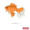 Golden aquarium fish color flat icon