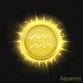 Golden Aquarius sign Royalty Free Stock Photo