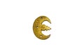 Golden arabesque crescent moon hair applique or clip from 12th century