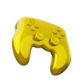 Golden arcade games console joystick controller. 3D render illustration.