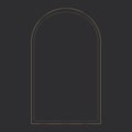 Golden arch elegant thin line frame on the dark background. Perfect border design for headline, text decor and sale