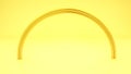 golden arch on a yellow background. metal yellow empty half ring. 3d render