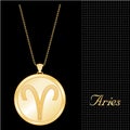 Golden Aries Medallion Royalty Free Stock Photo