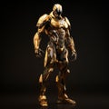 Golden Armor For Avengers Video Game: Vray Tracing, Elegant Figures, 8k Resolution