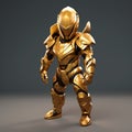 Golden Armor Model With Octane Render Style