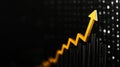 A golden arrow points upward symbolizing growth progress success and overcoming obstacles The black background represents Royalty Free Stock Photo