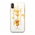 Golden Arrow Print Case In The Style Of Loish With Symbolism And Realistic Watercolors