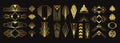 Golden art deco elements, luxurious decorative ornaments, creative geometric dividers and borders