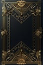 Golden art deco frame with ornament. Retro golden art deco or art nouveu frame in roaring 20s style Royalty Free Stock Photo