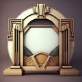 Golden art deco frame with ornament. Retro golden art deco or art nouveu frame in roaring 20s style. . Royalty Free Stock Photo