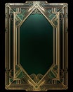 Golden art deco frame with ornament. Retro golden art deco or art nouveu frame in roaring 20s style. . Royalty Free Stock Photo