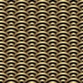 Golden art deco linear geometric seamless scale pattern. Royalty Free Stock Photo