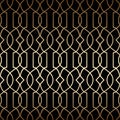 Golden art deco linear seamless pattern, black and gold colors