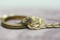 Gold antique jewellery stillife detail Royalty Free Stock Photo