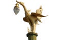 Golden art mystery bird, Lantern hanger designed swan statue isolated in white background, Traditional ancient unique style