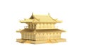 Golden Asian ancient architecture Isolated On White Background, 3D rendering. 3D illustration