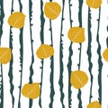 Golden aspen leaf forest seamless vector pattern background. Beautiful hand drawn leaves in fall colors on backdrop of Royalty Free Stock Photo