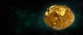 Golden Asteroid 16 Psyche in Space. Extremely detailed high resolution 3d illustration