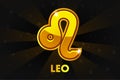 Golden Astrology Signs On Black background, Zodiac Leo Royalty Free Stock Photo