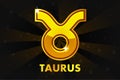 Golden Astrology Signs On Black background, Zodiac Taurus Royalty Free Stock Photo