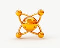 Golden Atom Structure Abstract 3D Render Technology Science Design Illustration Background Shiny art