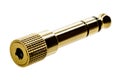 Golden audio adapter plug Royalty Free Stock Photo