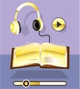 Golden Audiobook Vector Art Icon Play the Book Progress bar