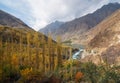 Golden Autumn Around Khalti Lake, Gupis City, Ghizer Valley, Northern Pakistan Royalty Free Stock Photo