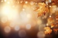Golden Autumn Bliss: Warm Hues and Soft Light Among Fall Leaves - Generative AI