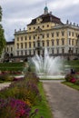 Water fountain in park of baroque castle Royalty Free Stock Photo