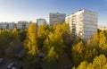 Golden autumn in a residential area of Moscow Royalty Free Stock Photo