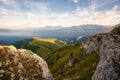 Golden autumn on the slopes of the mountains of the Caucasus and Adygea in the natural park Big Thach Royalty Free Stock Photo