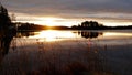 Golden autumn sunrise at lake Ãâje in Dalarna in Sweden