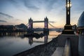 Golden Autumn sunrise over Tower Bridge in London. Royalty Free Stock Photo