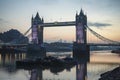 Golden Autumn sunrise over Tower Bridge in London. Royalty Free Stock Photo