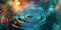 Golden Autumn Water Droplet Ripple Royalty Free Stock Photo