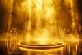 Golden award stage with podium light lamps and sparkling rays, creating a dazzling effect Royalty Free Stock Photo