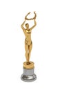 Golden award statuette isolated on white background Royalty Free Stock Photo