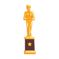 Golden award, statuette of a man with sword vector Illustration