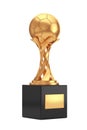 Golden Award Trophy with Golden Football Soccer Ball. 3d Rendering Royalty Free Stock Photo