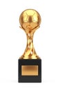 Golden Award Trophy with Golden Football Soccer Ball. 3d Rendering Royalty Free Stock Photo